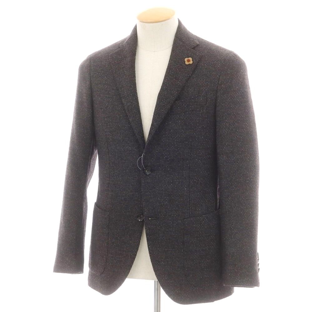 ラルディーニ LARDINI ウール テーラードジャケット グレーxブラウン サイズ42 メンズ