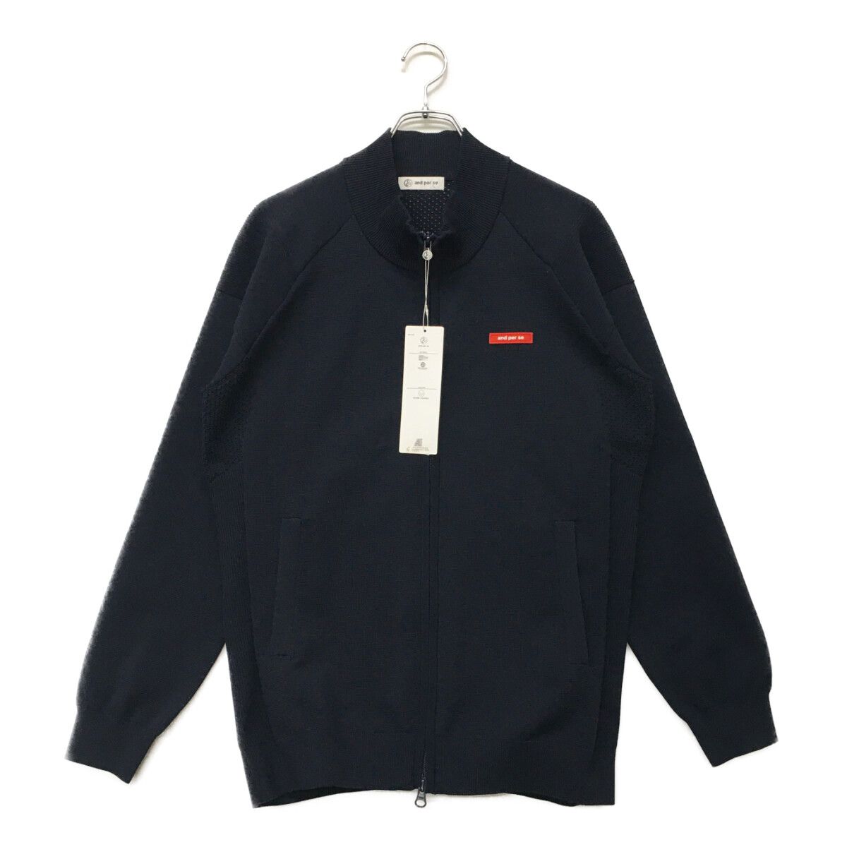 未使用品 メンズ アンパスィ and per se ニットアウター L 紺 ネイビー 