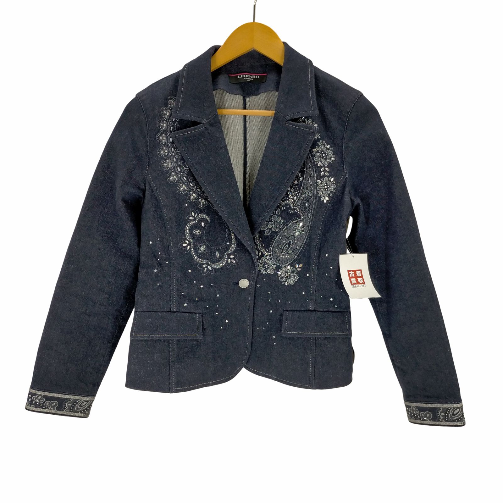 【美品】LEONARDレオナール日本製エンブロイダリー刺繍デニムジャケットL 美品】LEONARDレオナール日本製エンブロイダリー刺繍デニム