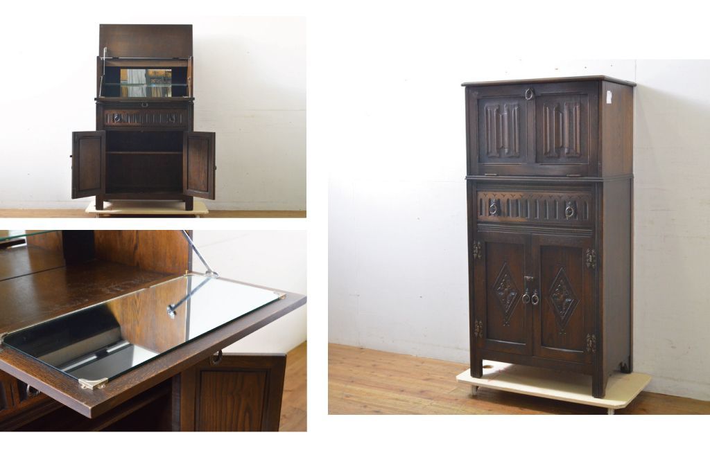 IKIFLY ラタンキャビネット 木製 サイドボード 幅120cm(3扉) Amazon.co