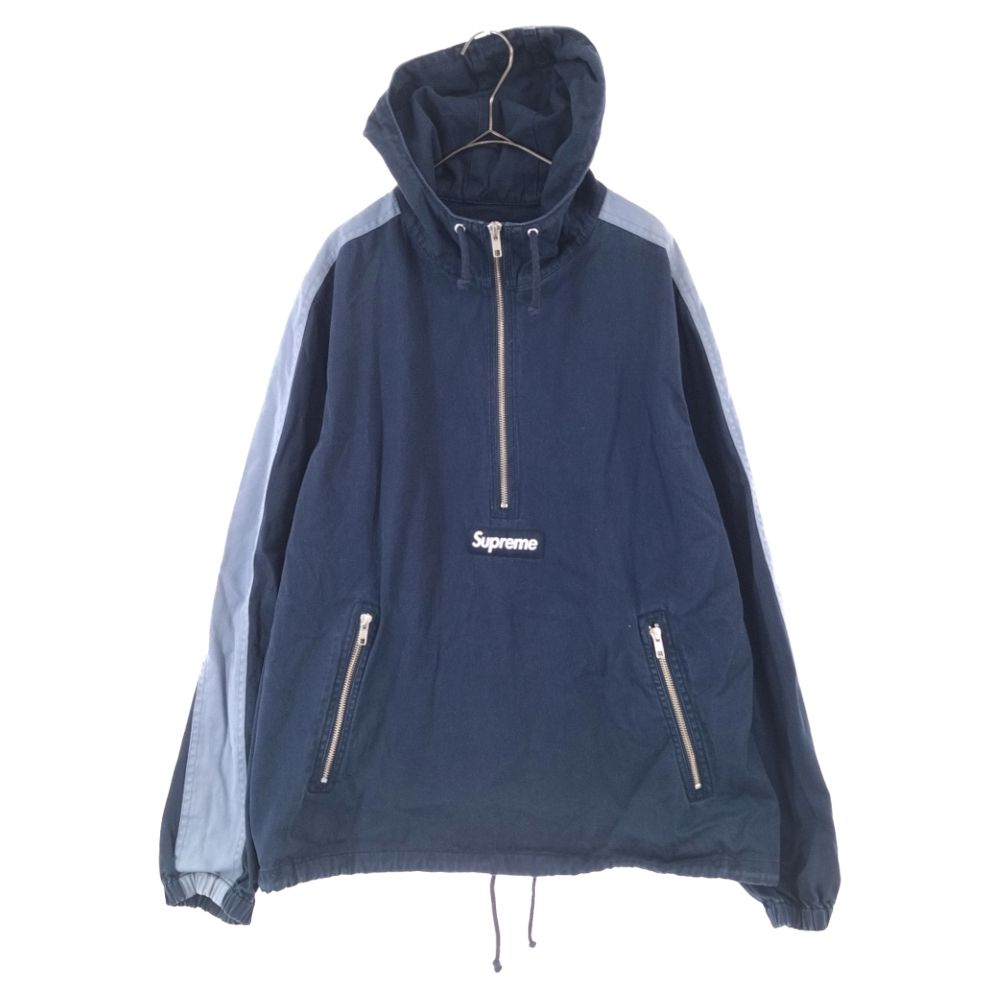 SUPREME (シュプリーム) 16SS Twill Anorak Box Logo ボックスロゴ ツイルアノラック ハーフジップパーカー ネイビー  - メルカリ