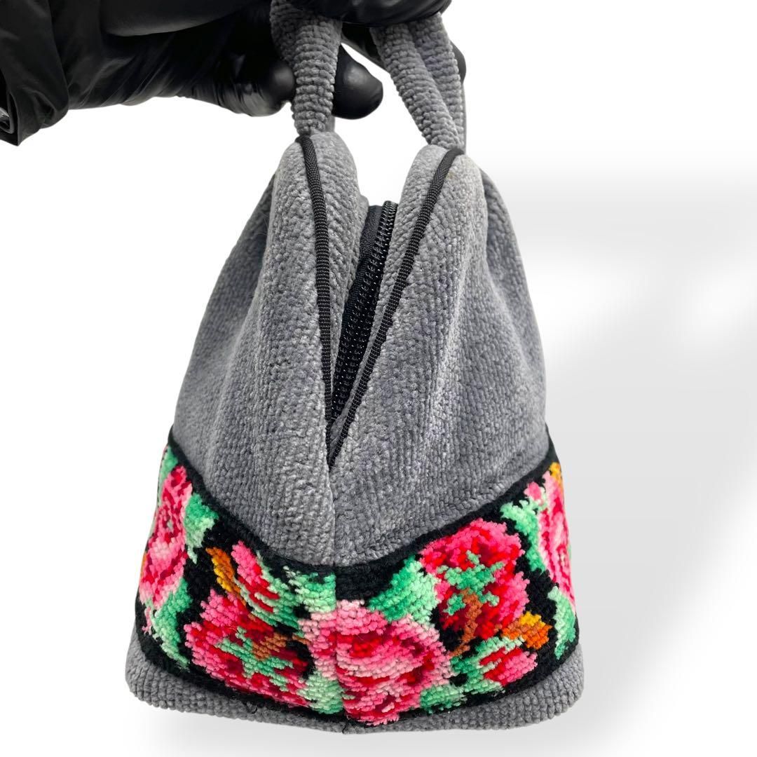 美品 FEILER フェイラー ハンドバッグ ミニ 花柄 グレー - メルカリ