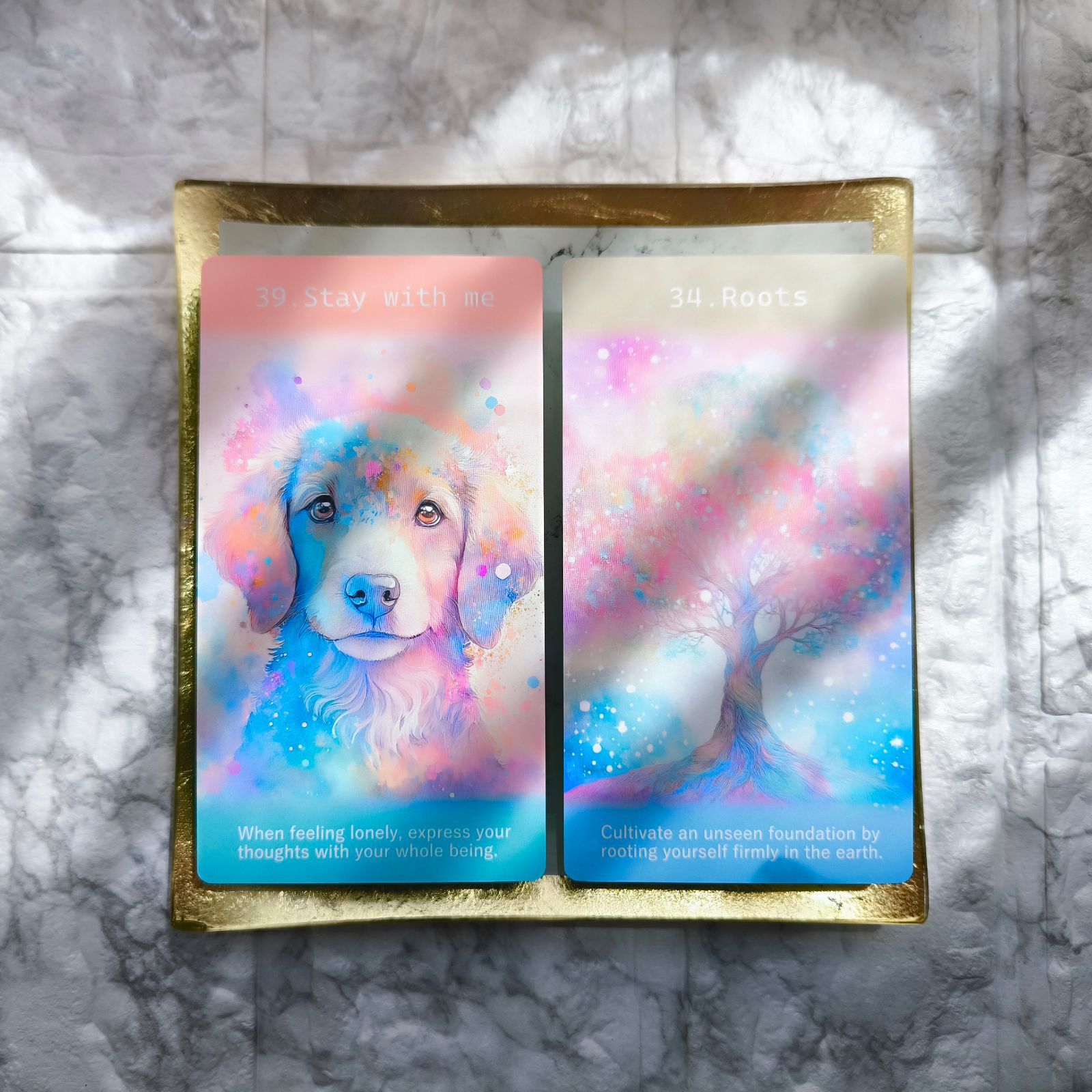 春の新作＊ネオンパステルと光あふれる女神の世界＊心理士が作る44枚組オラクルカード「ReYOU design CARDS」｜あなたのお気に入りの場所でセルフカウンセリング｜前向きで思考整理できるメッセージで疲れた心にリラックスと元気をチャージ｜マット加工版