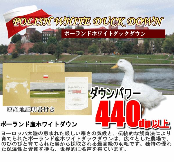 羽毛布団 ダブル ポーランド産ホワイトダック93% 日本製 ロイヤル