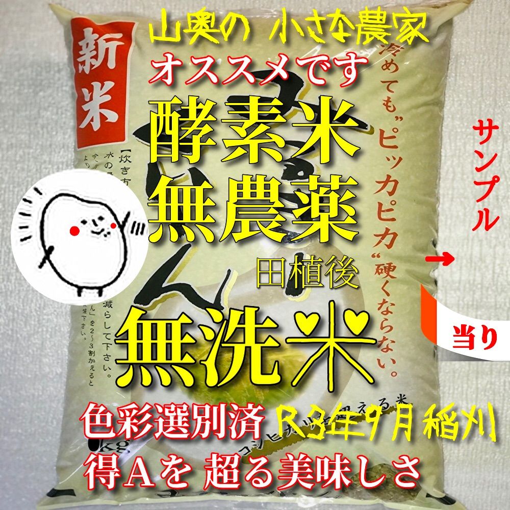 超希少】棚田米 酵素米 コシヒカリ 玄米20kg「無洗米 に精米」