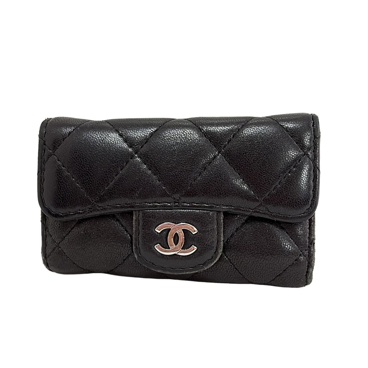 CHANEL シャネル キーケース マトラッセ 黒 6連フック|シルバー金具 ラムスキン