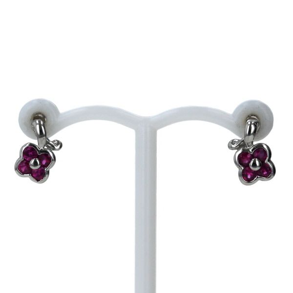 Pt900 プラチナ ピアス ルビー 花 フラワー モチーフ スタッド【新品  