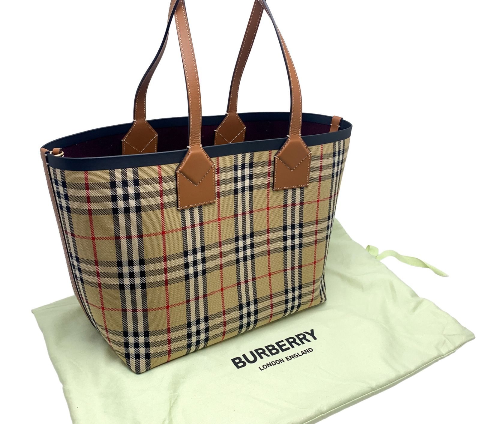 【現行品・未使用級】バーバリー ミディアム チェックトート デニーチェック 現行品・未使用級】バーバリー ミディアム チェックトート デニー