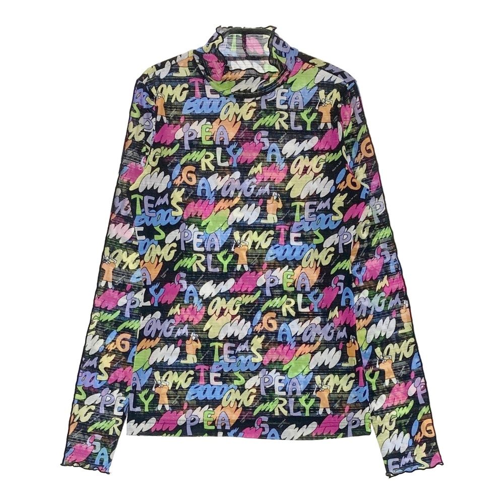 サイズ：0 PEARLY GATES パーリーゲイツ 2024年モデル ハイネック 長袖Tシャツ 総柄 ブラック系 [240101473419] ゴルフウェア レディース ストスト サイズ：0 PEARLY GATES パーリーゲイツ 2024年モデル