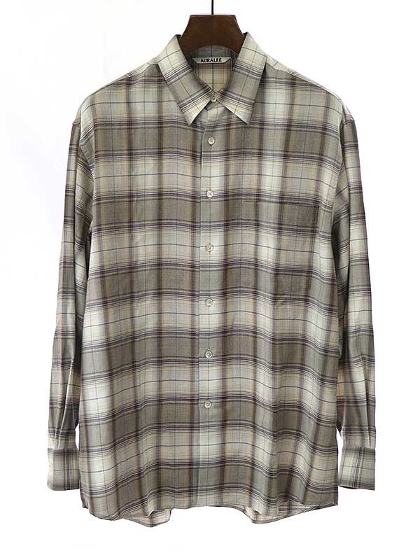 AURALEE オーラリー 23AW SUPER LIGHT WOOL CHECK SHIRT スーパー 