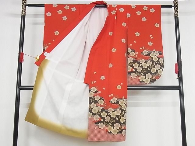 刺繍 金彩 熨斗 桜花模様 振袖 成人式 晴れの日 着物 032a p