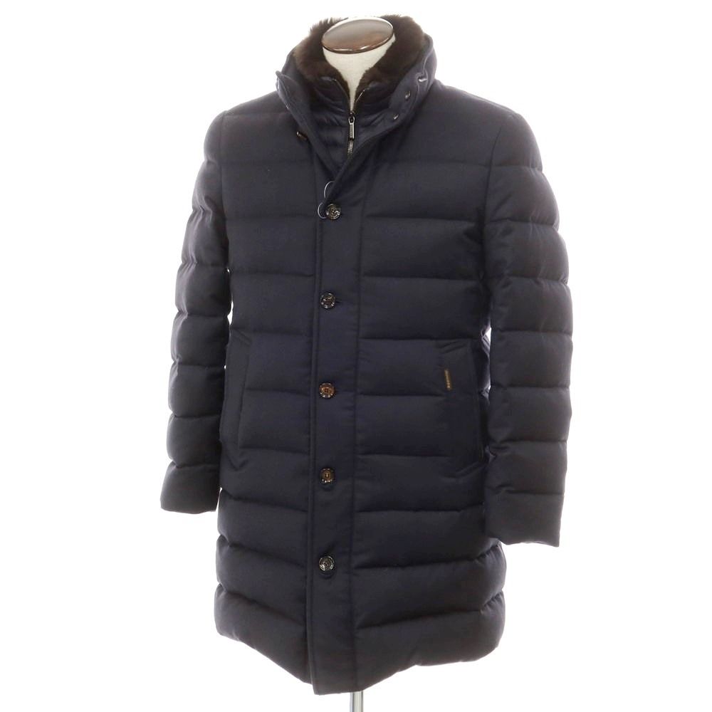 MooRER ALFIERI サイズ48 ウールカシミア　ネイビー 中古】ムーレー MOORER ALFIERI ウールカシミヤ ファーダウンコート