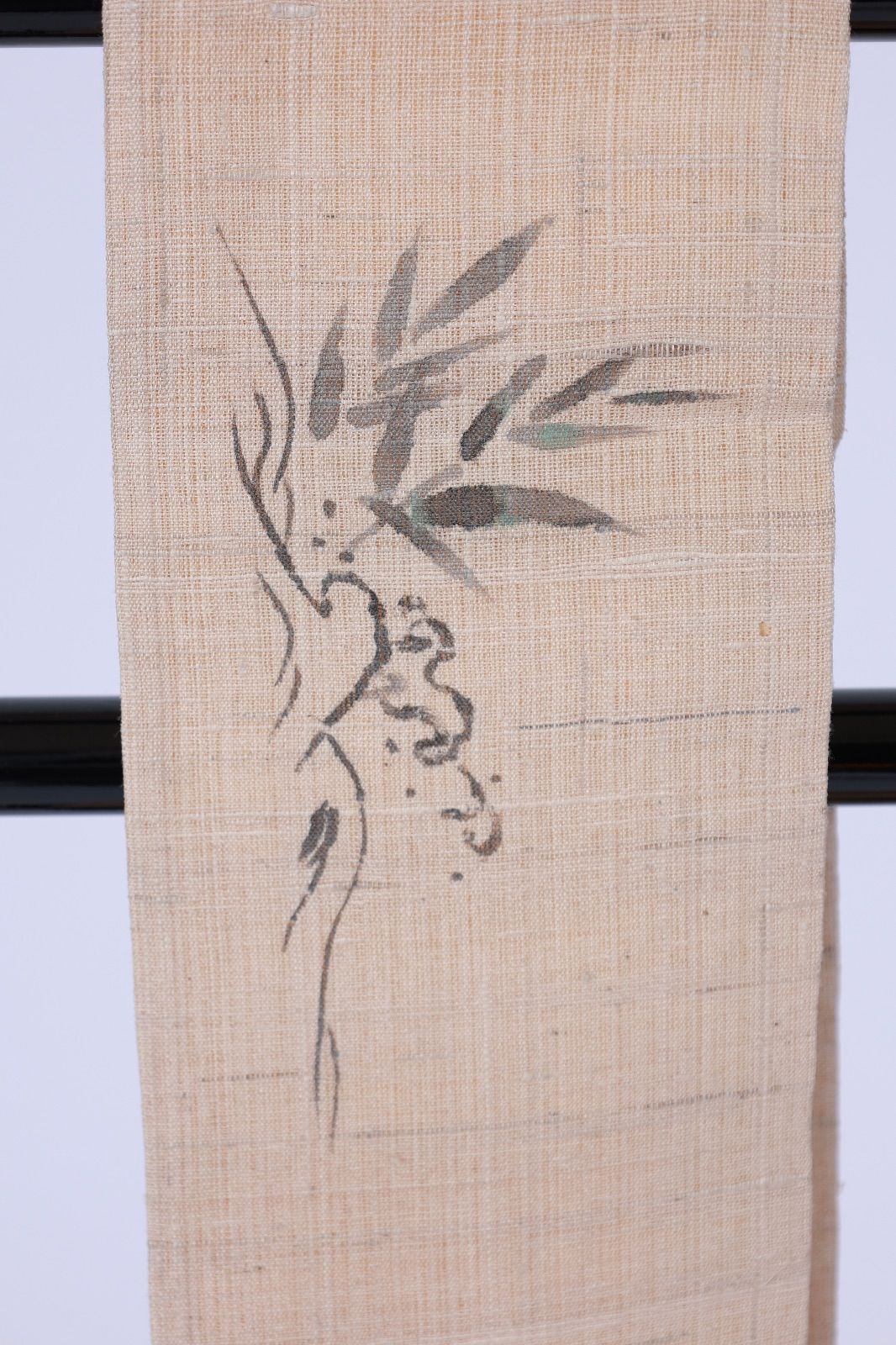 夏名古屋帯　麻　ベージュ　墨　船　波　作家もの　B210 夏名古屋帯 麻 ベージュ 墨 船 波 作家もの B210 - メルカリ
