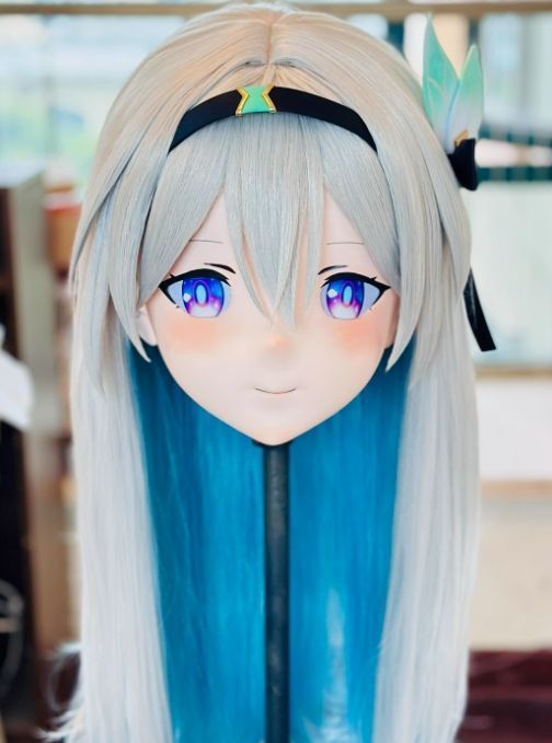 全頭マスク カツラ付き ロック付き NO.135 ドール ヘッドロリータ人形 コスプレ マスク 変身 仮装 着ぐるみ 二次元美少女