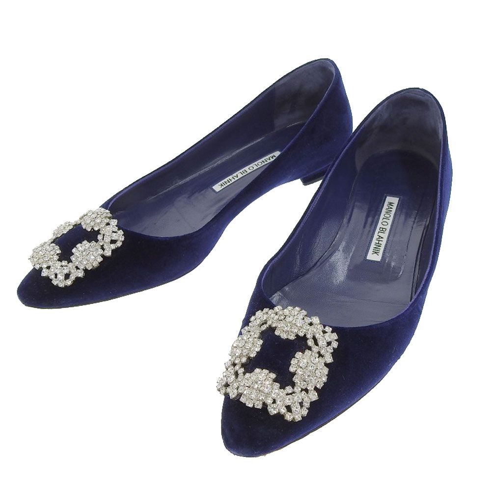 美品 MANOLO BLAHNIK マノロブラニク ハンギシ ビジューバックル