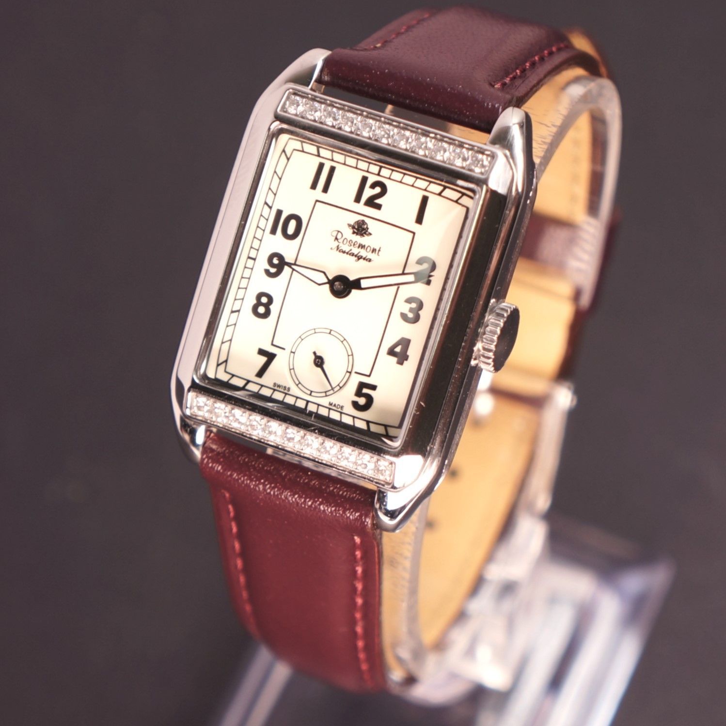 稼働極美品】ROSEMONT ノスタルジア 白文字盤 ラインストーン 電池  