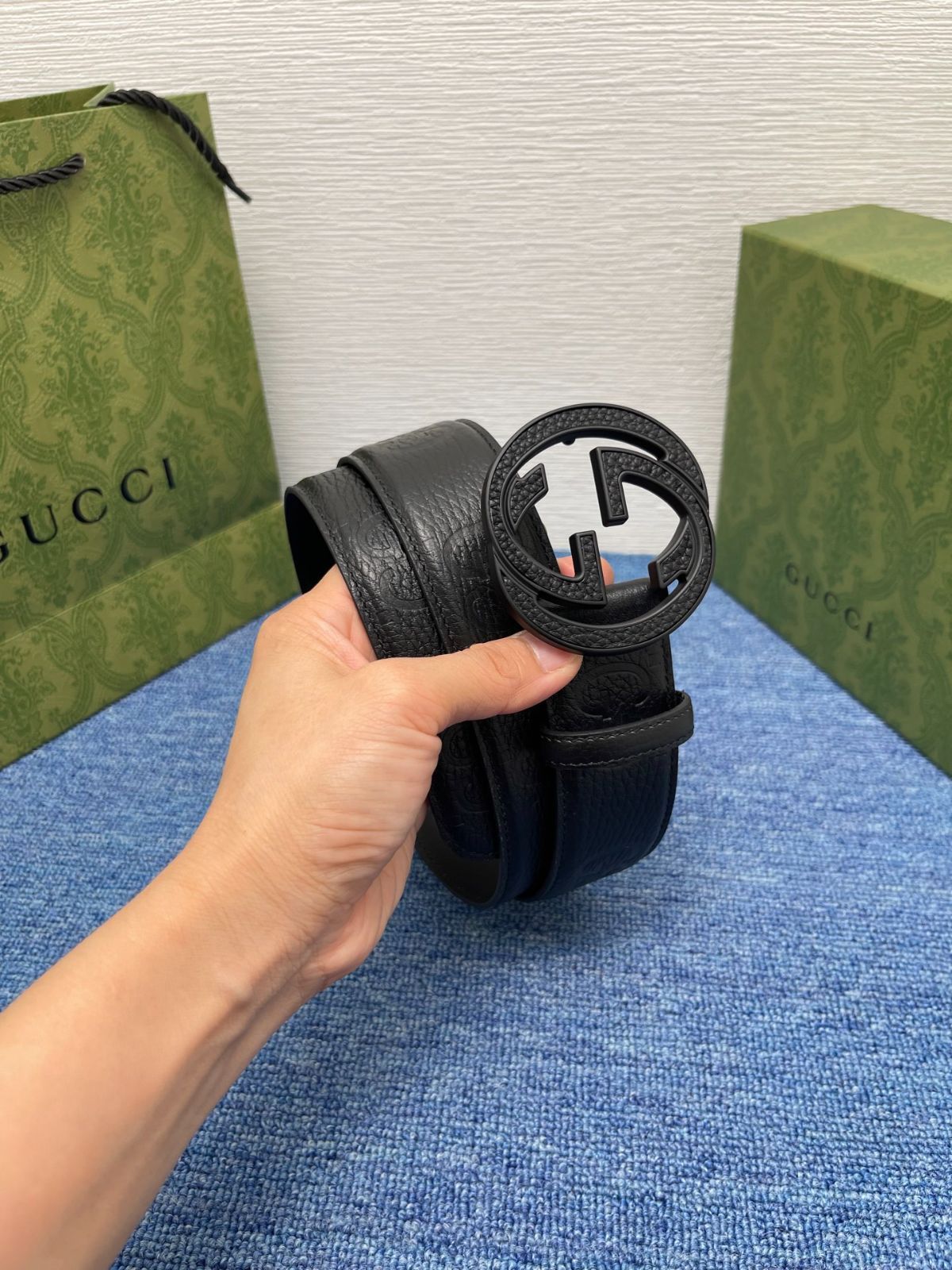 今日特価】Gucci Signature ダブル G バックル 本革ベルト-2