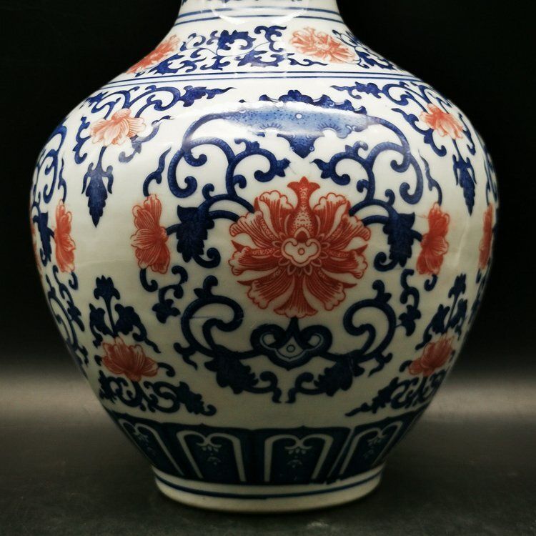極美品 ！ 青花 花紋 花瓶 花柄 陶磁器 観賞 置物 中国陶磁 収蔵