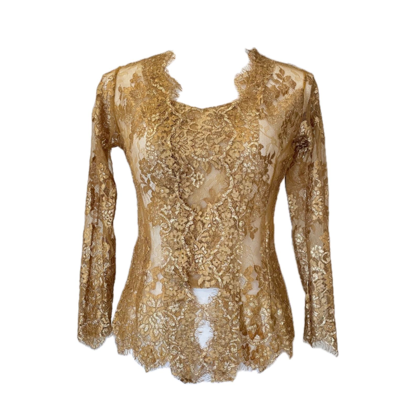 Kebaya メタリック クバヤ ゴールド レーストップス