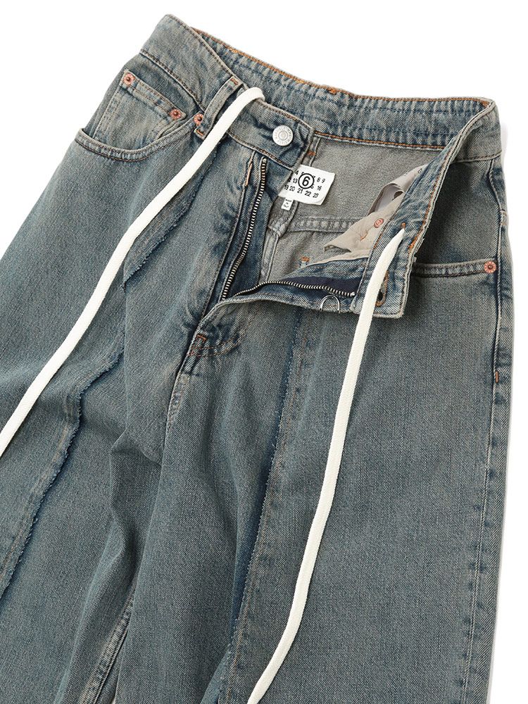 送料無料キャンペーン中！ MM6 Maison Margiela エムエムシックス メゾン マルジェラ センターデザイン ワイドレッグ ジーンズ