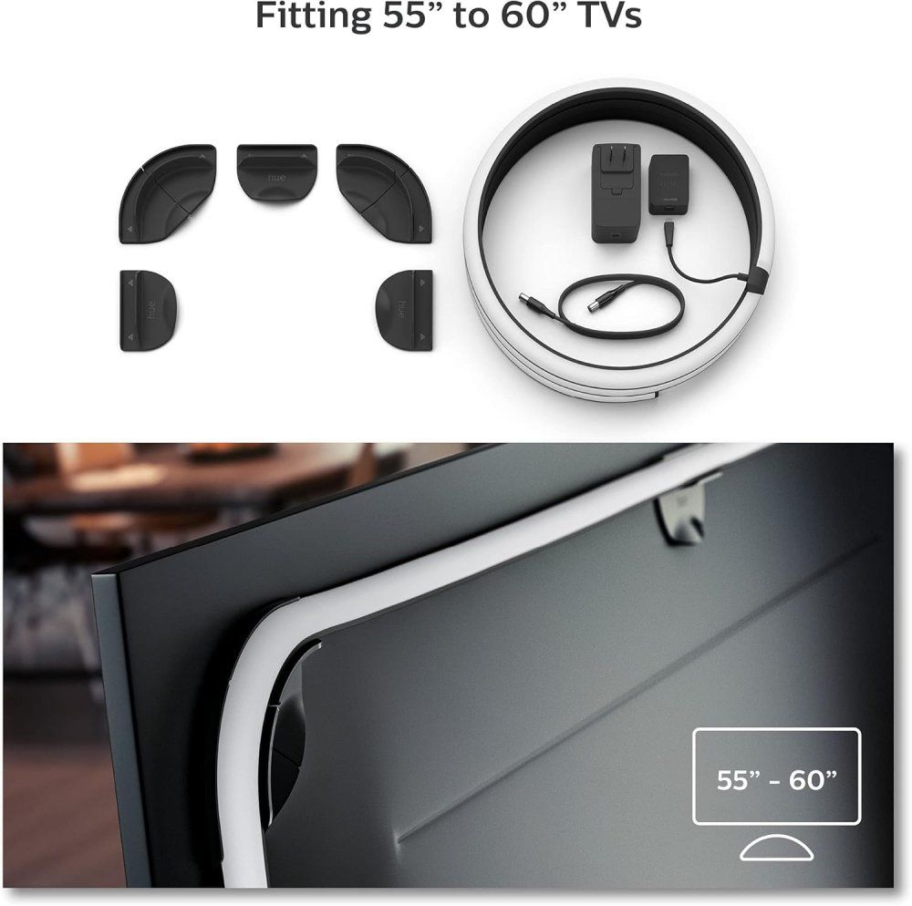 Philips Hue 55インチ スマートTVライトストリップ - ホワイトと の雰囲気のLED色が変わるテレビバックライト