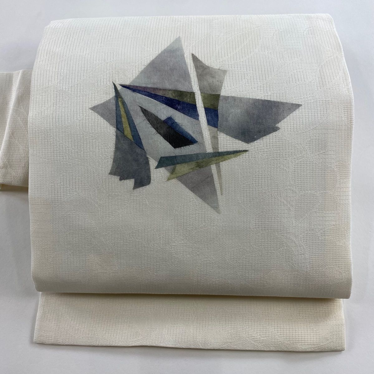 名古屋帯 秀品 幾何学 クリーム 正絹