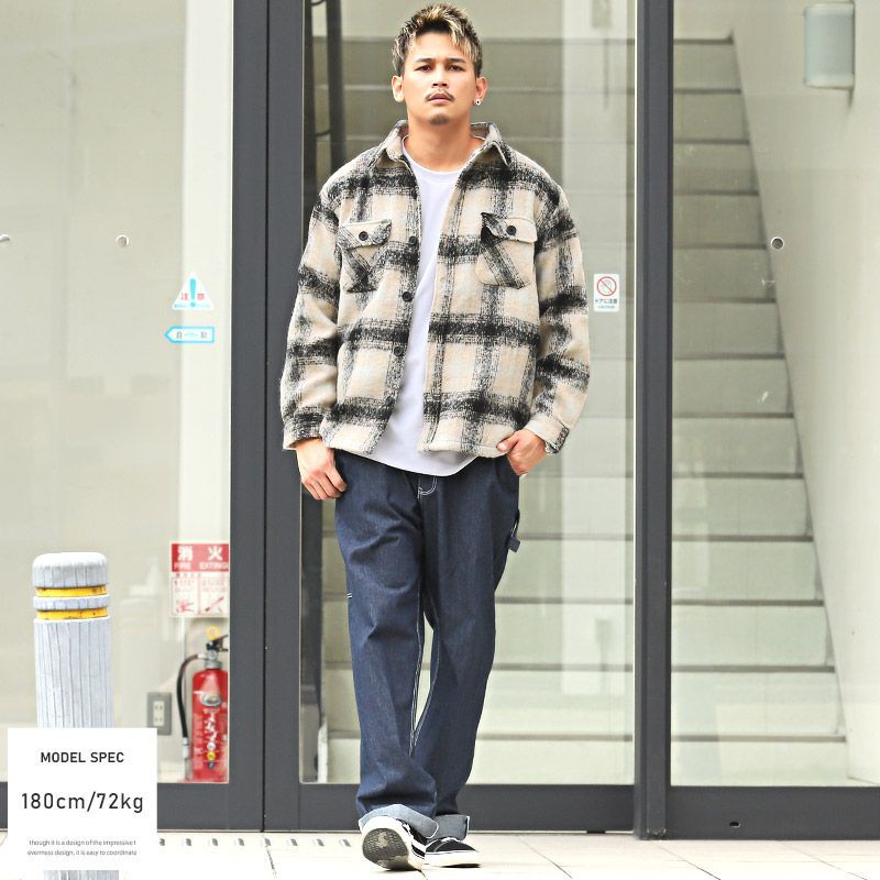 シャツジャケット メンズ チェック柄 総柄 起毛【起毛チェック柄