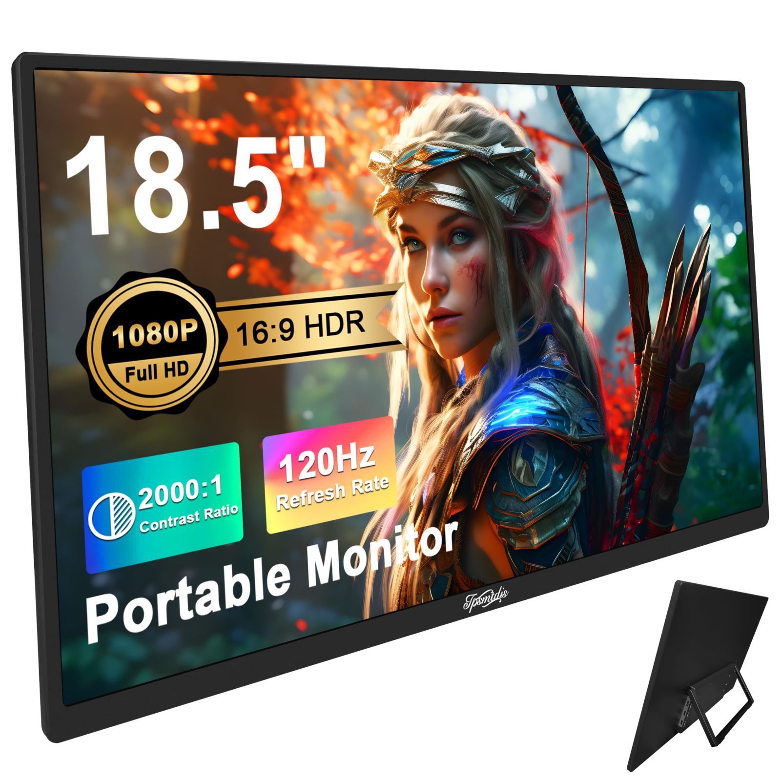 18.5インチ ポータブルモニター　ラップトップモニター トラベルゲームモニター Amazon.co.jp: Tpsmtdis 18.5インチ ポータブルモニター、ラップ