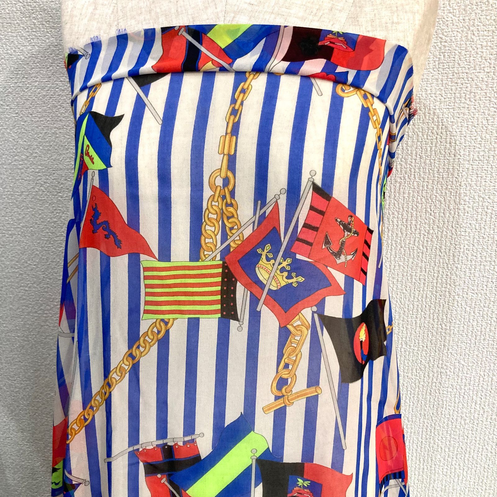 希少品＆1点のみ【#1629】レオナール製ストライプ柄シルクシフォン生地  