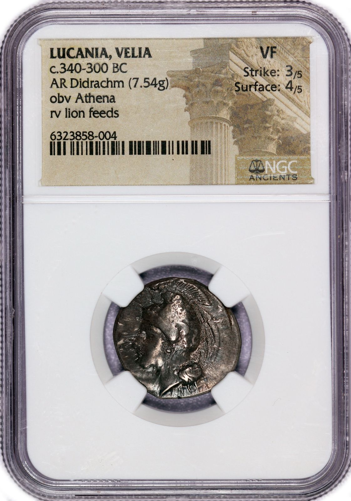 340-300 BC Lucania Velia AR Didrachm Silver NGC VF Strike 3|5 Surface 4|5