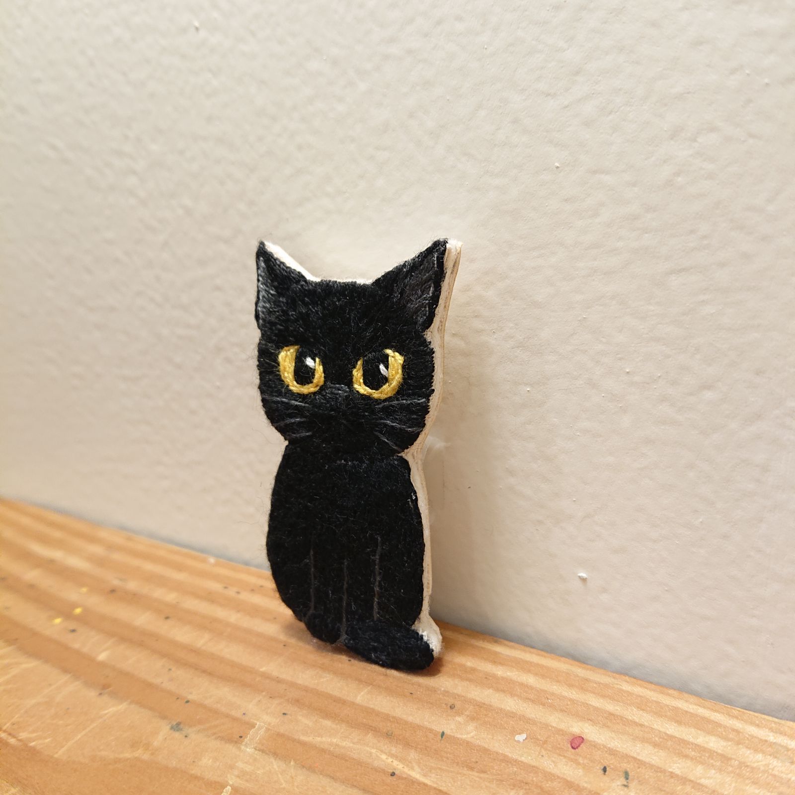 454]黒猫 猫の刺繍ブローチ 1点 - S-ino【3月末で移転しました