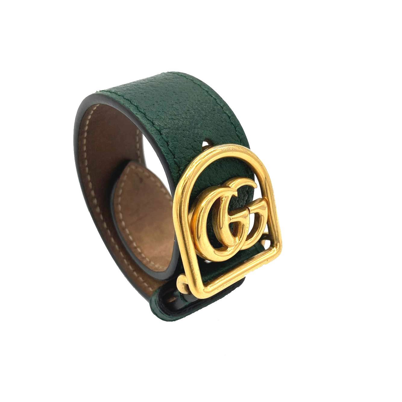 新品同様】 GUCCI グッチ ブレスレット GGマーモント レザー グリーン  