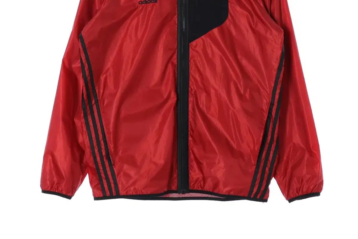 L adidas(アディダス) 光沢 レッド 3本線 ウインドブレーカー