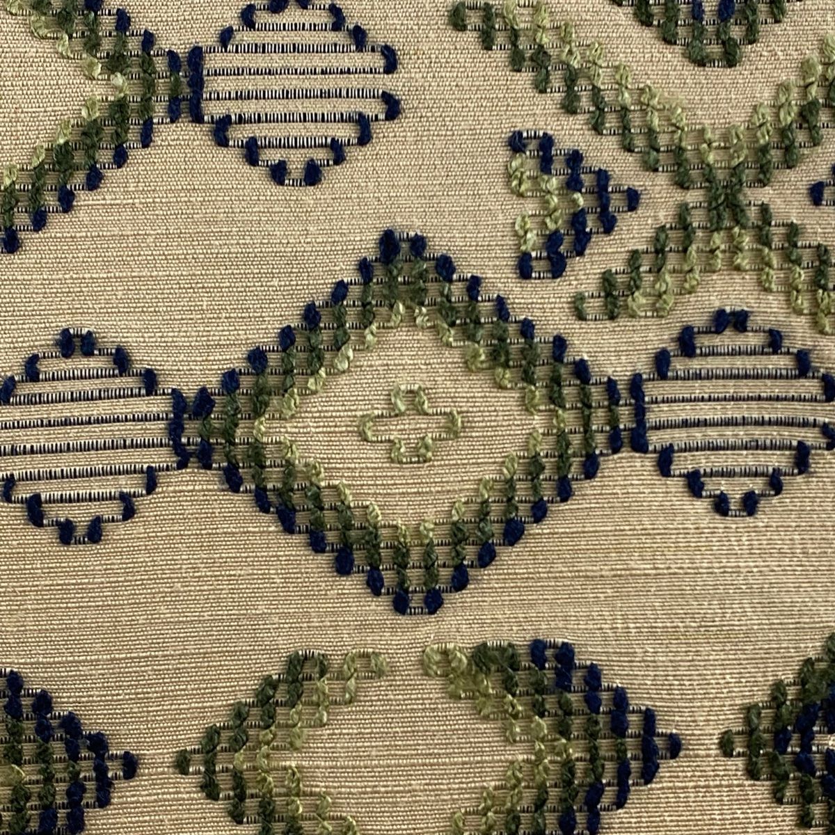 名古屋帯 菱 幾何学模様 ベージュ 正絹