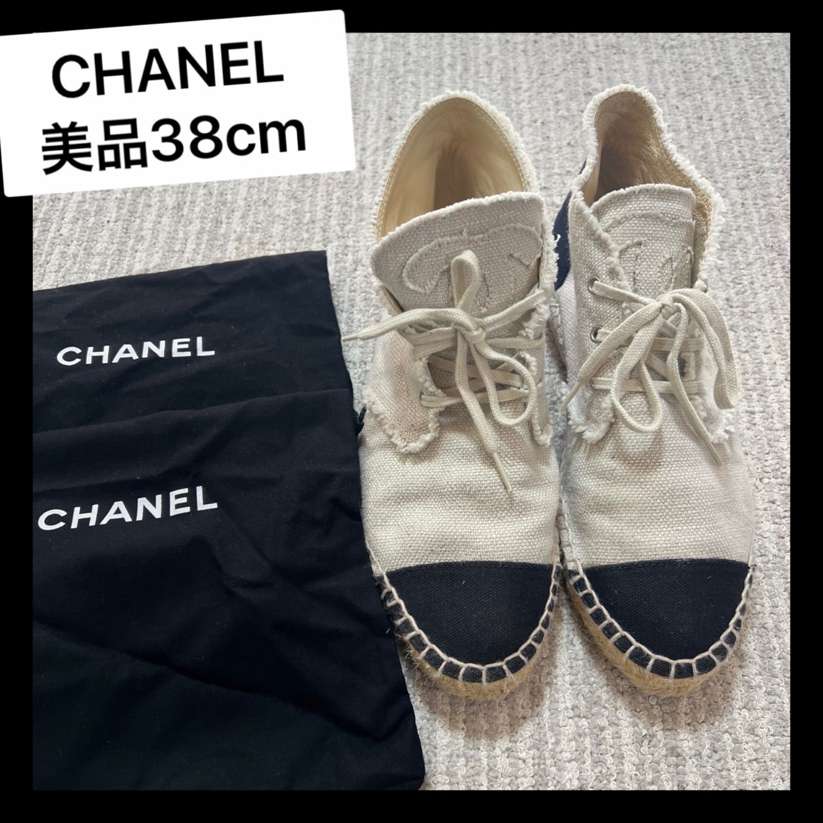 CHANEL 38cm 美品 エスパドリーユ スニーカー - メルカリ