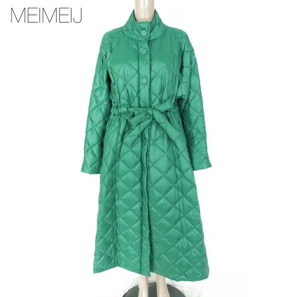 75%OFF メイメイジェイ MEIMEI J コート 38 ECO152 S Mサイズ グリーン レディース キルティングロングコート ダウンコート アウター イタリア製