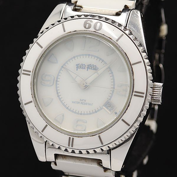 稼働 フォリフォリ QZ ホワイト文字盤 WF4T0014BD メンズ腕時計 KMR 2000000 NSK