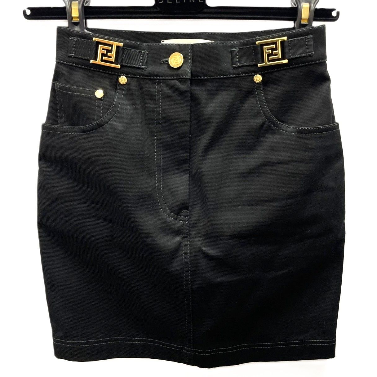 K1021 FENDI フェンディ FFロゴモチーフ デニムスカート FLQ548 黒 サイズ 36