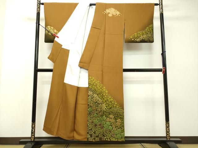 平和屋着物○十日町 名門 滝泰謹製 訪問着 絞り 辻が花 暈し染め 金彩  