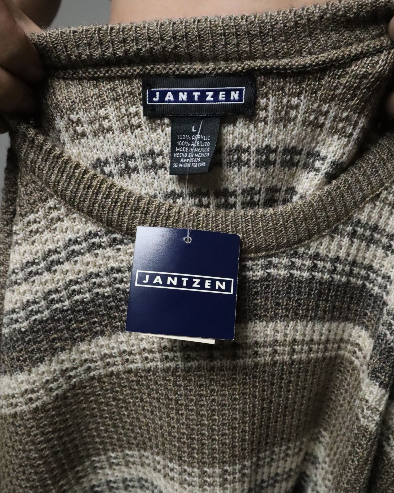 1990s JANZEN dead stock multi stripes thermal knit sweater 