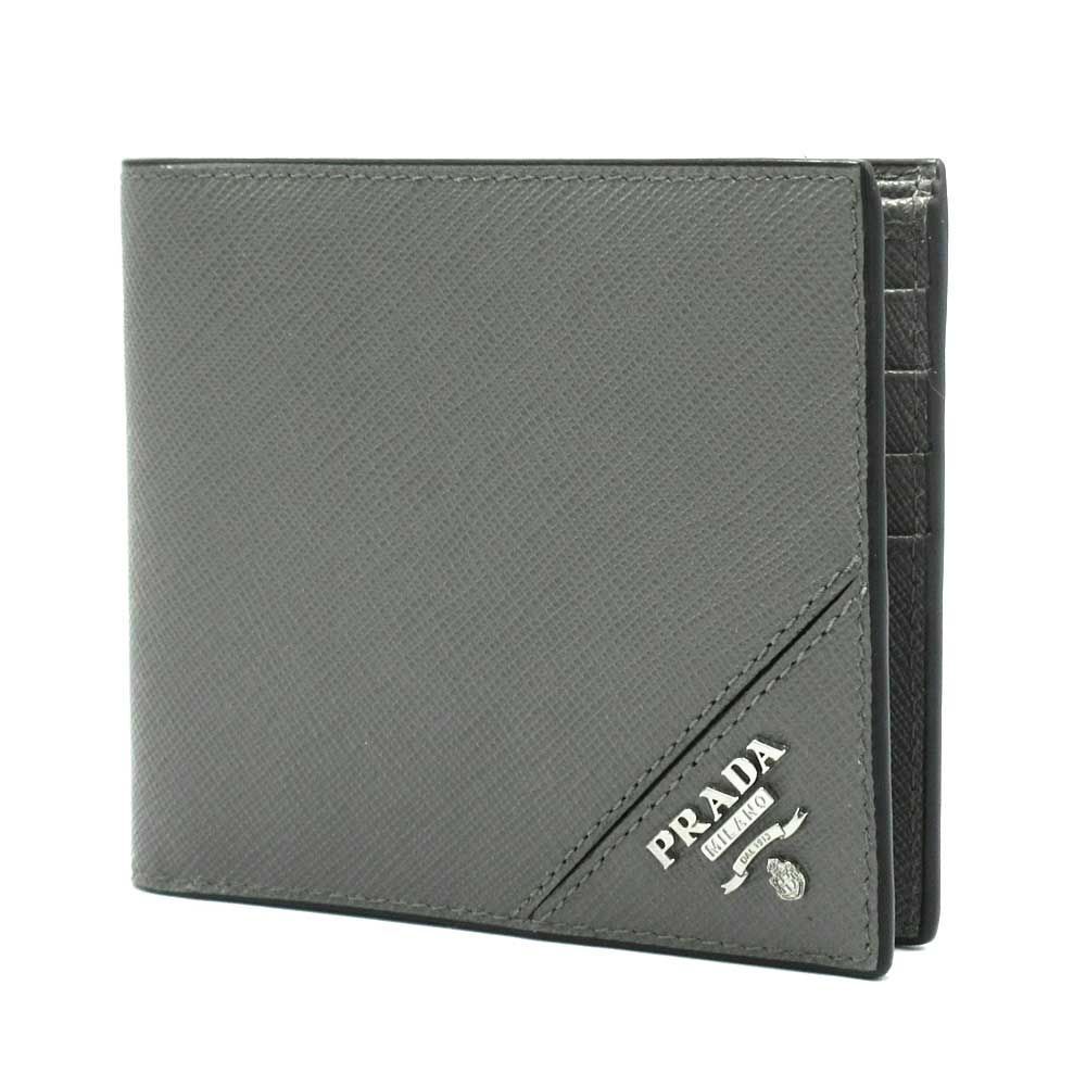 プラダ 二つ折り財布 小銭入れなし PRADA PORTAF.GORIZZONTALE 2MO513 QME F0K44 SAFFIANO METAL | MARMO アウトレット メンズ