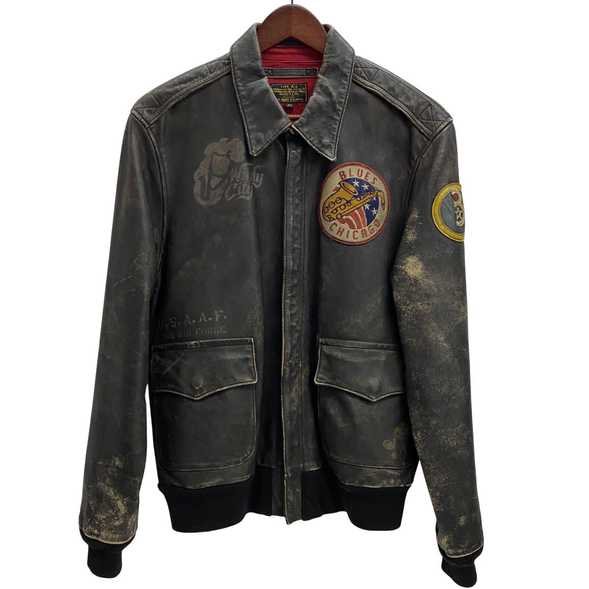 アヴィレックス AVIREX A-2 レザー フライトジャケット ジャケット ブラウン 40サイズ 201MT-4518 VB