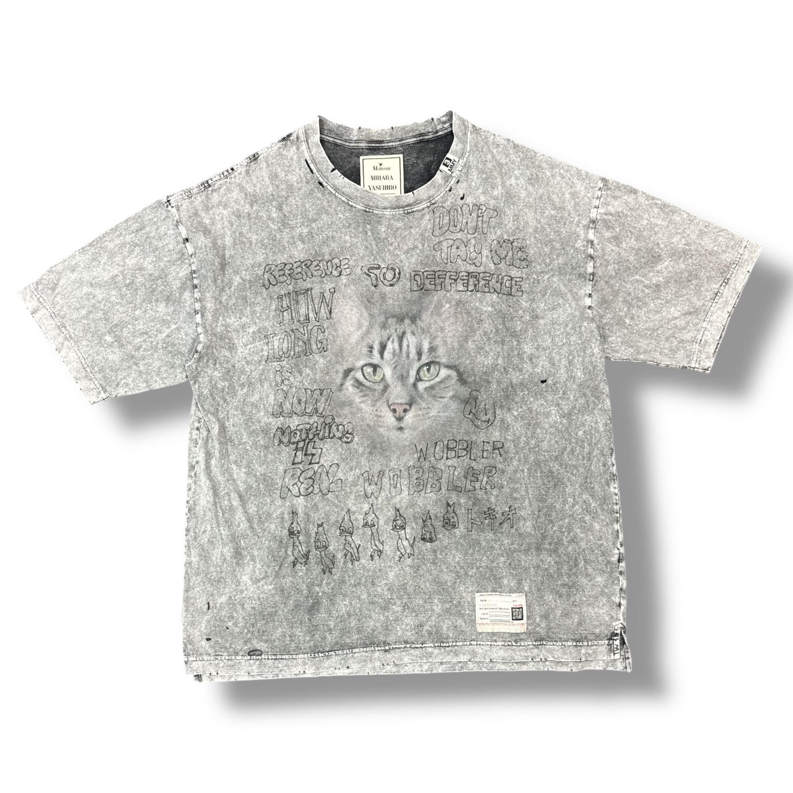 国内買付 MIHARAYASUHIRO キャットプリント ブリーチドTシャツ MAISON MIHARA YASUHIRO tシャツ Cat Print Bleached T-shirt