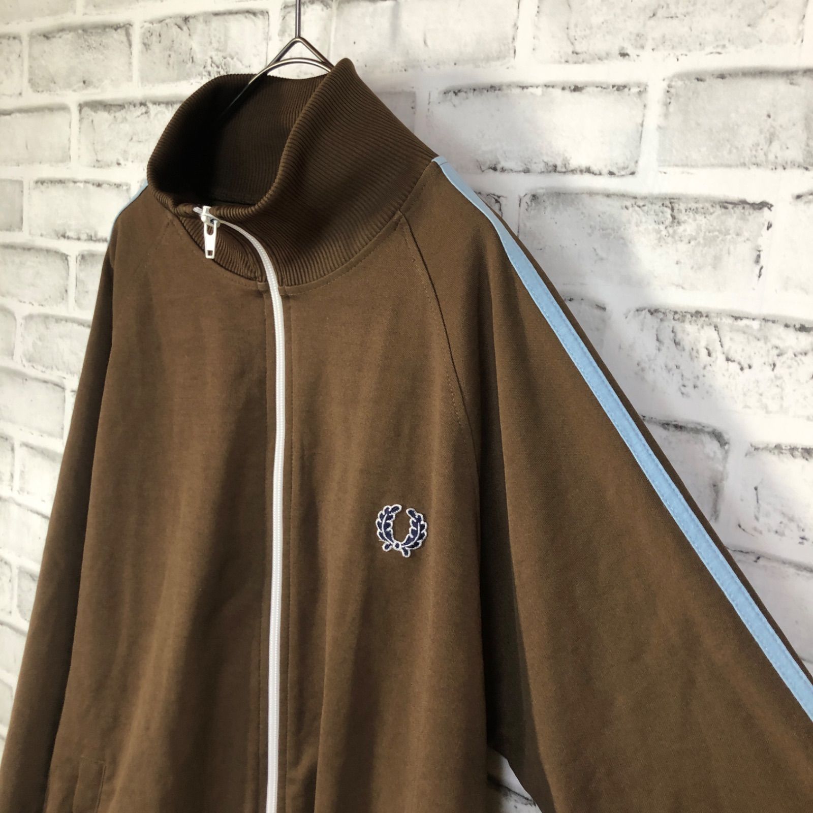 希少】フレッドペリー ポルトガル製 ジャージ M 茶色 ブラウン 水色 ブルー