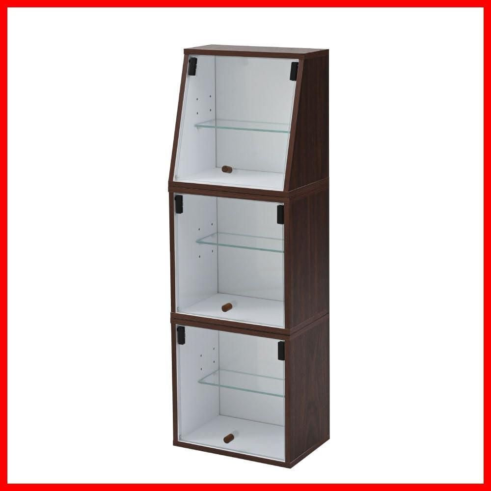 パレットライフ フィギュアケース 3段 コレクションケース コレクションラック 棚 背面ミラー 鏡 グッズ 収納 オタク おしゃれ 木製 木 : パレットライフ 簡易組立済み フィギュアケース 3段 2点