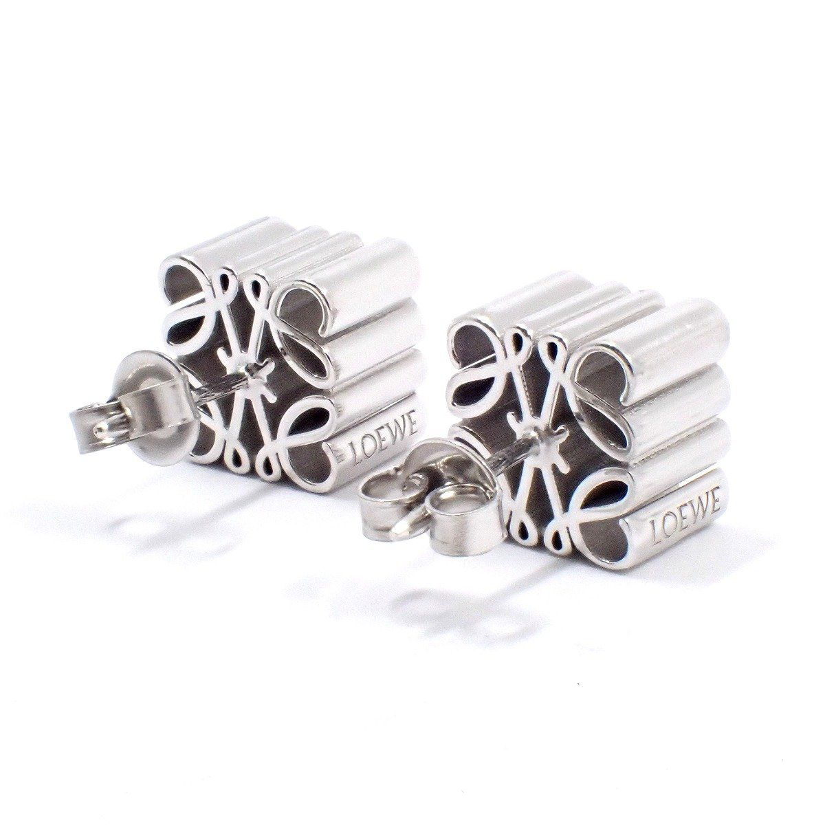 LOEWE ロエベ アナグラム キューブ スタッズ ピアス シルバー925