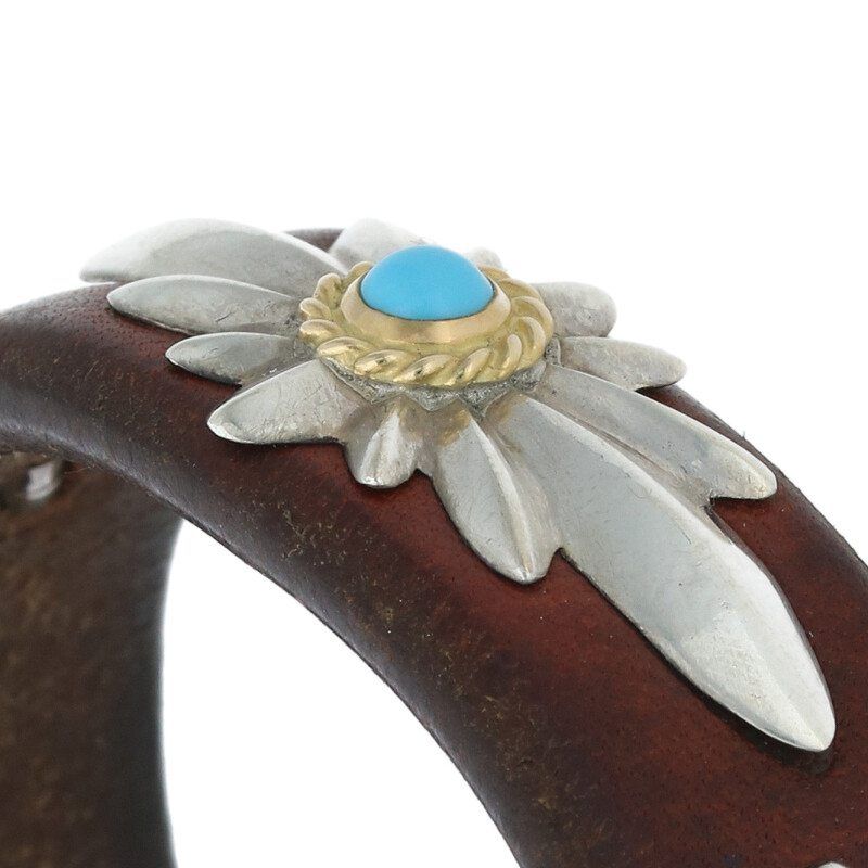 ゴローズ 金縄ターコイズGC-24&アポロコンチョ付きレザー ブレスレット  