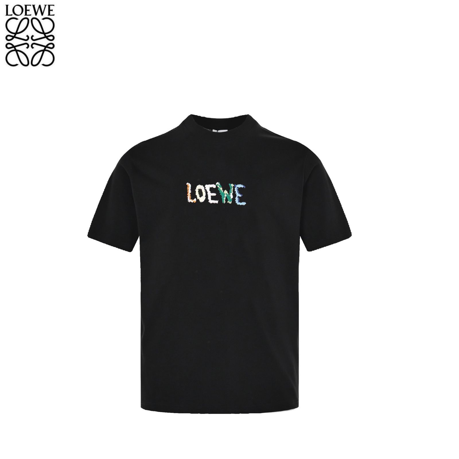今日 Loewe 25ss Colorful Embroidered Letter T - shirt