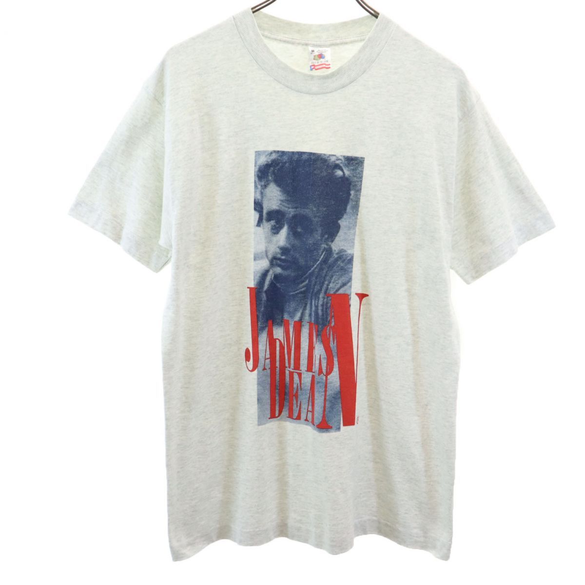 フルーツオブザルーム USA製 ジェームスディーン プリント 半袖 Tシャツ M グレー FRUIT OF THE LOOM メンズ 古着 【240317】 メール便可