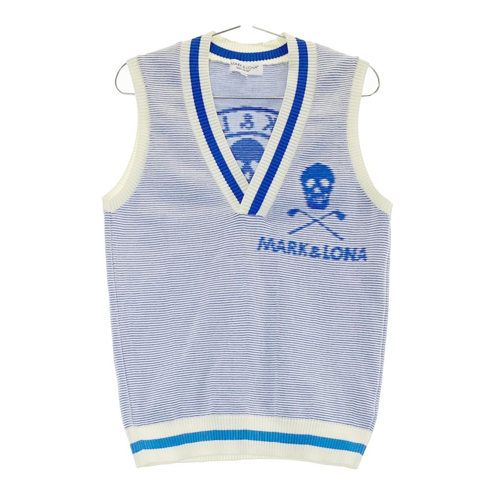 マークさんロナ　ベスト44 サイズ：44 MARK&LONA マークアンドロナ ニットベスト 総柄 ブルー系